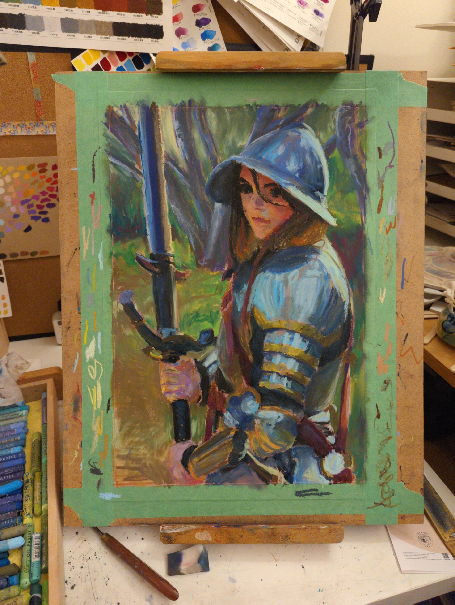 WIP Knight in Oil Pastel