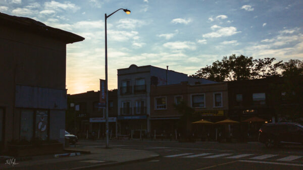 Dusk with Patio Umbrellas