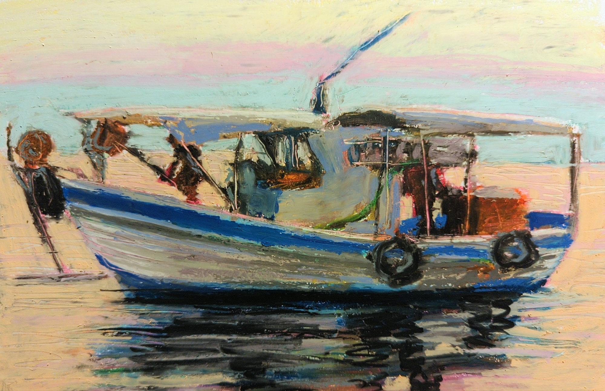 oil pastel boat