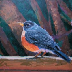 Oil pastel robin