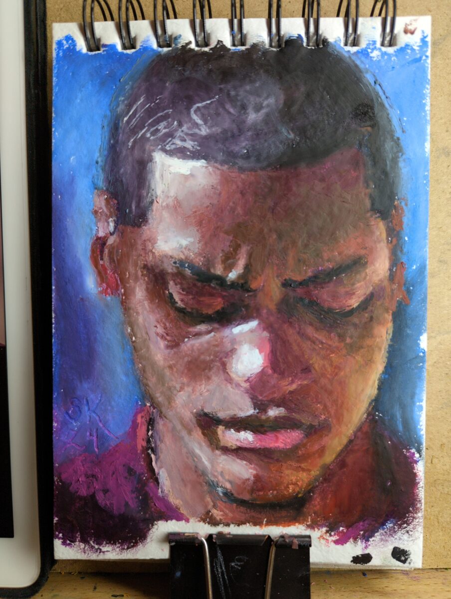 oil pastel mini portrait study