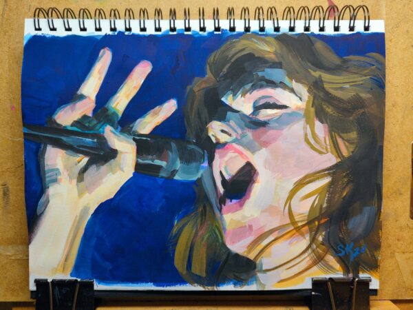 gouache portrait study of a singer