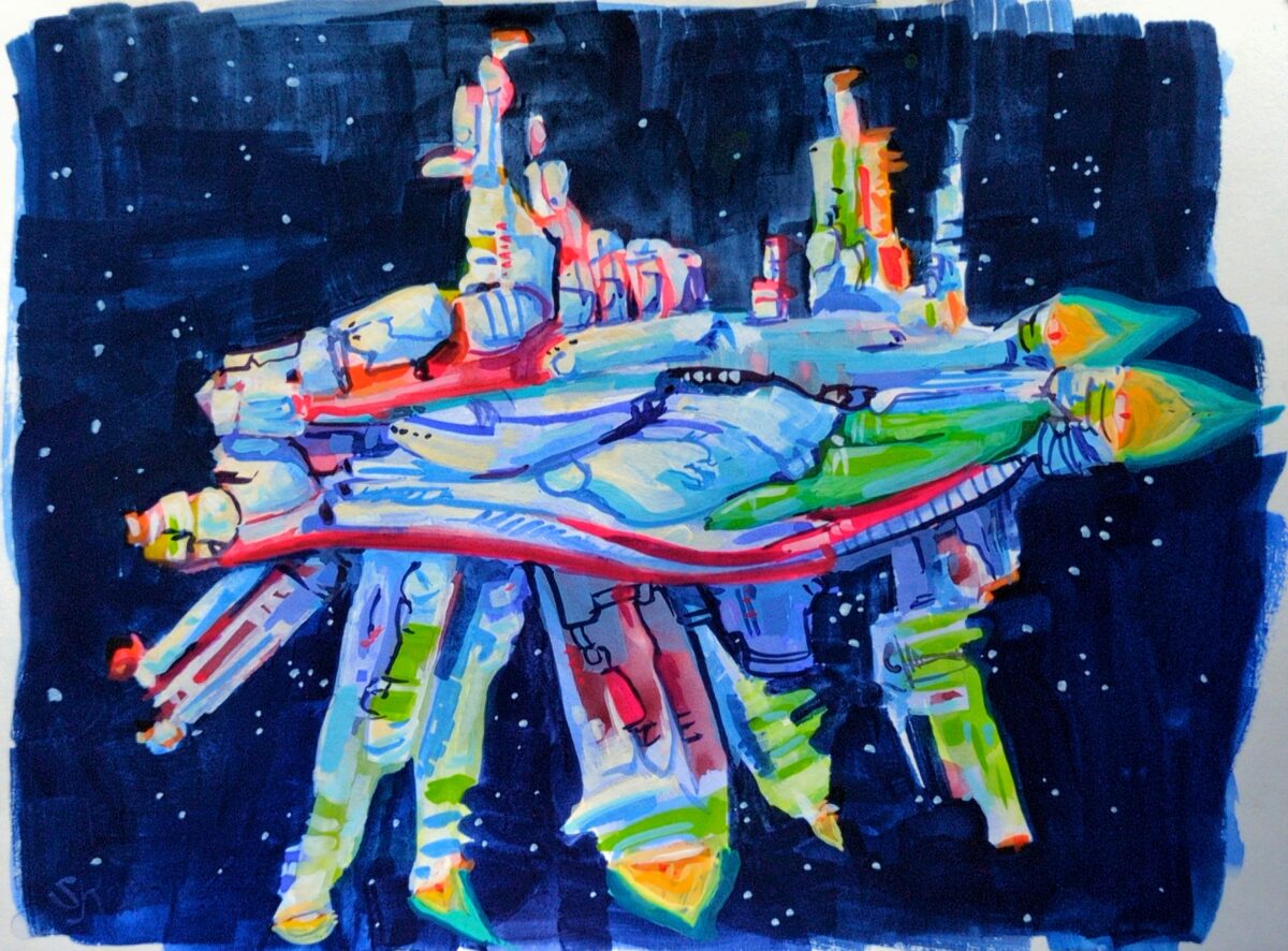 Gouache Spaceship Sketch