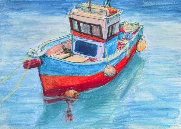 Neocolor II Boat Sketch